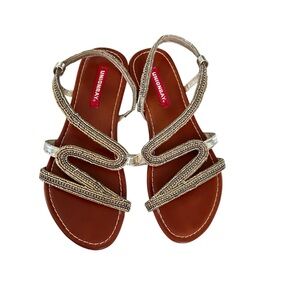 UNIONBAY Emma Beaded Sandals, Gold, Size 8